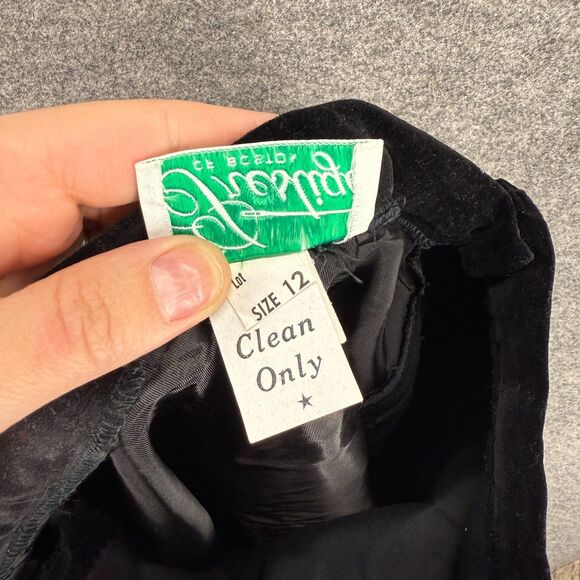 Prestige Skirt Women 12 Black Maxi Long Zipper High Rise Casual Solid Velvet - Picture 6 of 7